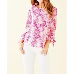 Lilly Pulitzer Pink Langston Top Coral Reef Tint Flamingo XS RARE HTF GORGEOUS